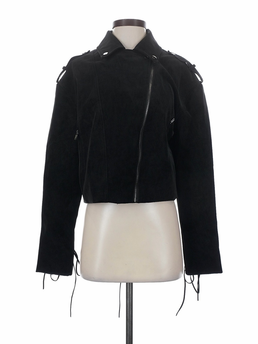 Edikted black suede cropped jacket lace-up size S